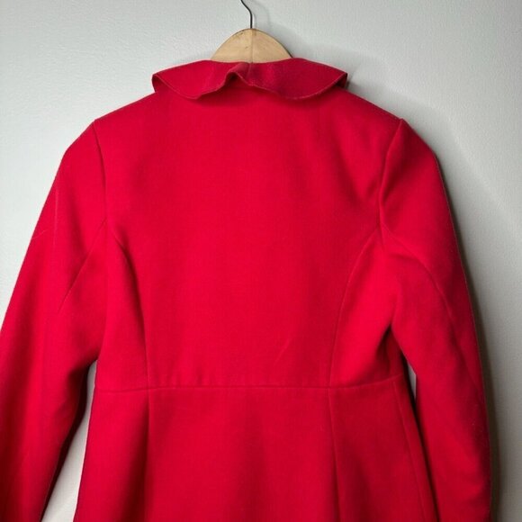 Rothschild Ruffle Coat Girls S L (14) Scarlet Red Lined Mid Length Jacket - Picture 10 of 11